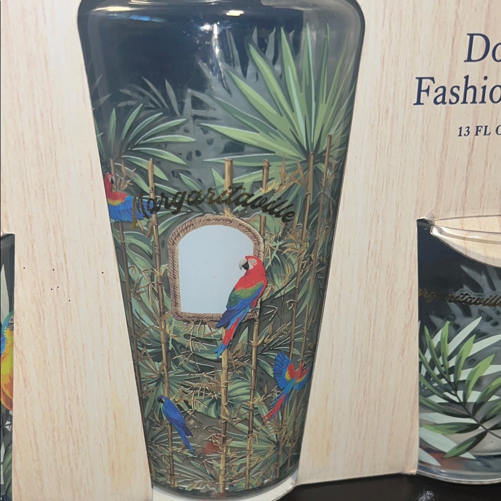 Margaritaville Palm Design Cocktail Shaker Set with Double Old Fashioned Glasses - Picture 4 of 5